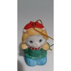 Vintage Kitty Cucumber Ornament Oh No Snowball Fights Kitten/Cat Schmid 1989 HTF